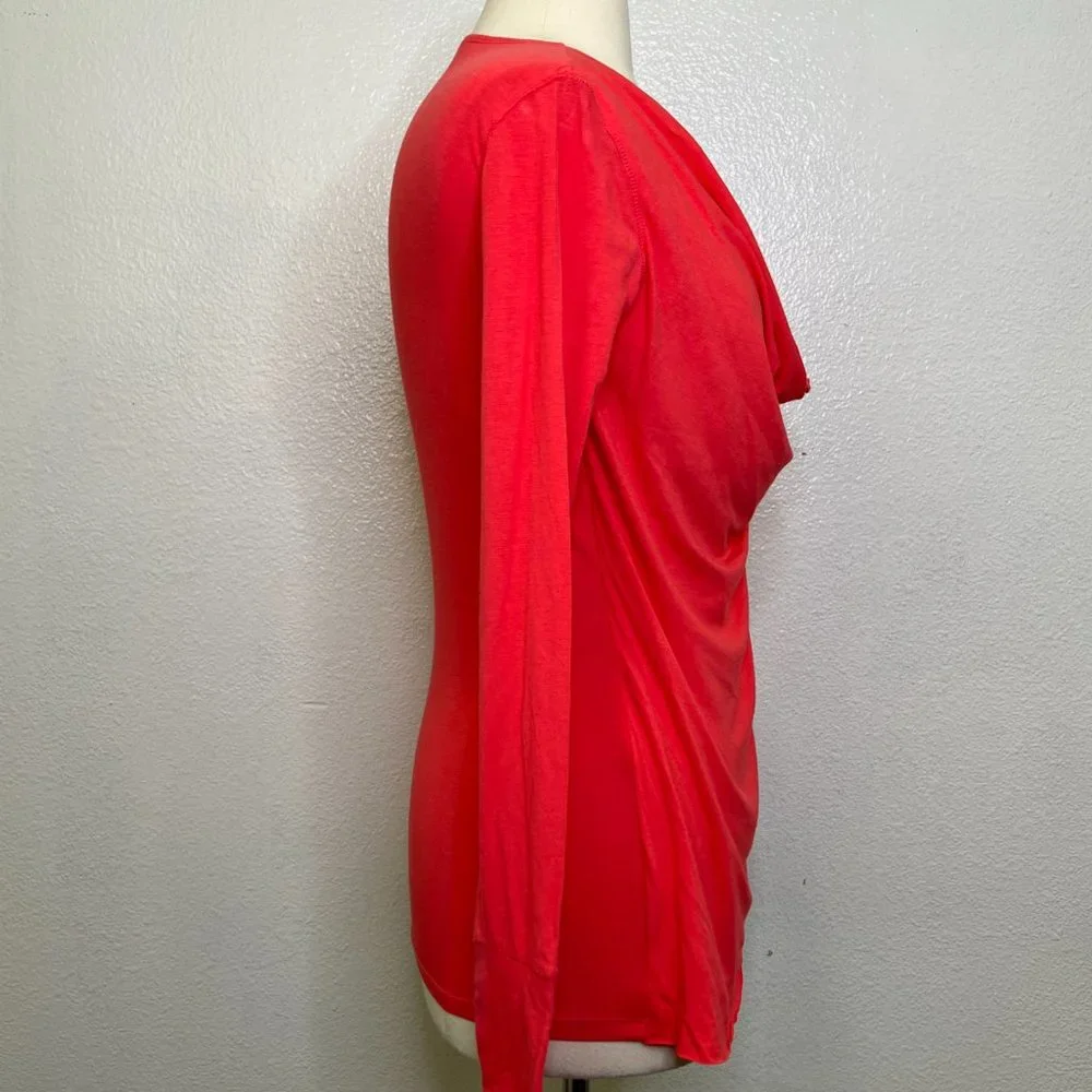 Alo Yoga Women's Asana Asymmetrical Drape Yoga Top Size XS Riot Pink Long Sleeve